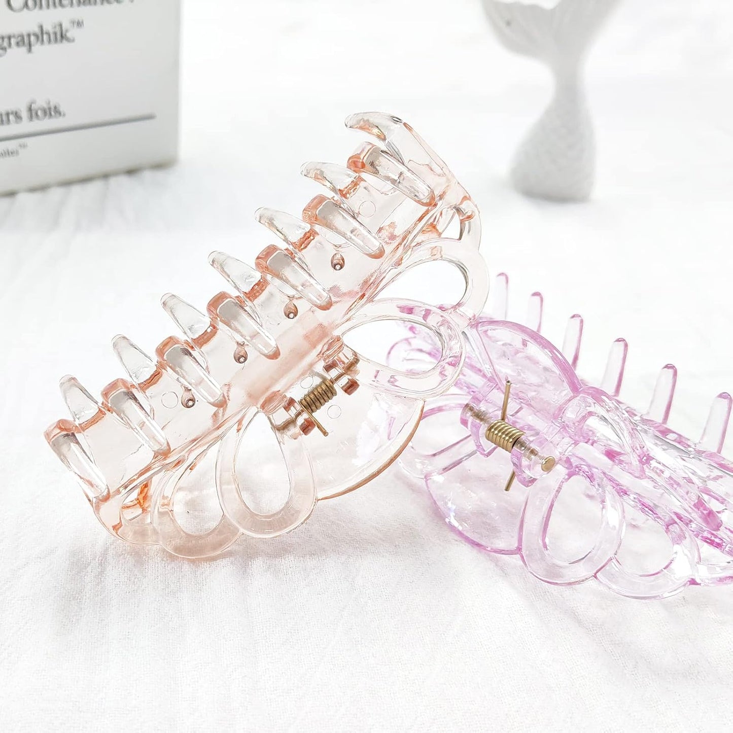 Clear Hair Clips for Women - 4 Pack Butterfly Banana Clips | 3.5 Inch Non-Slip Strong Hold for Thick or Thin Hair
