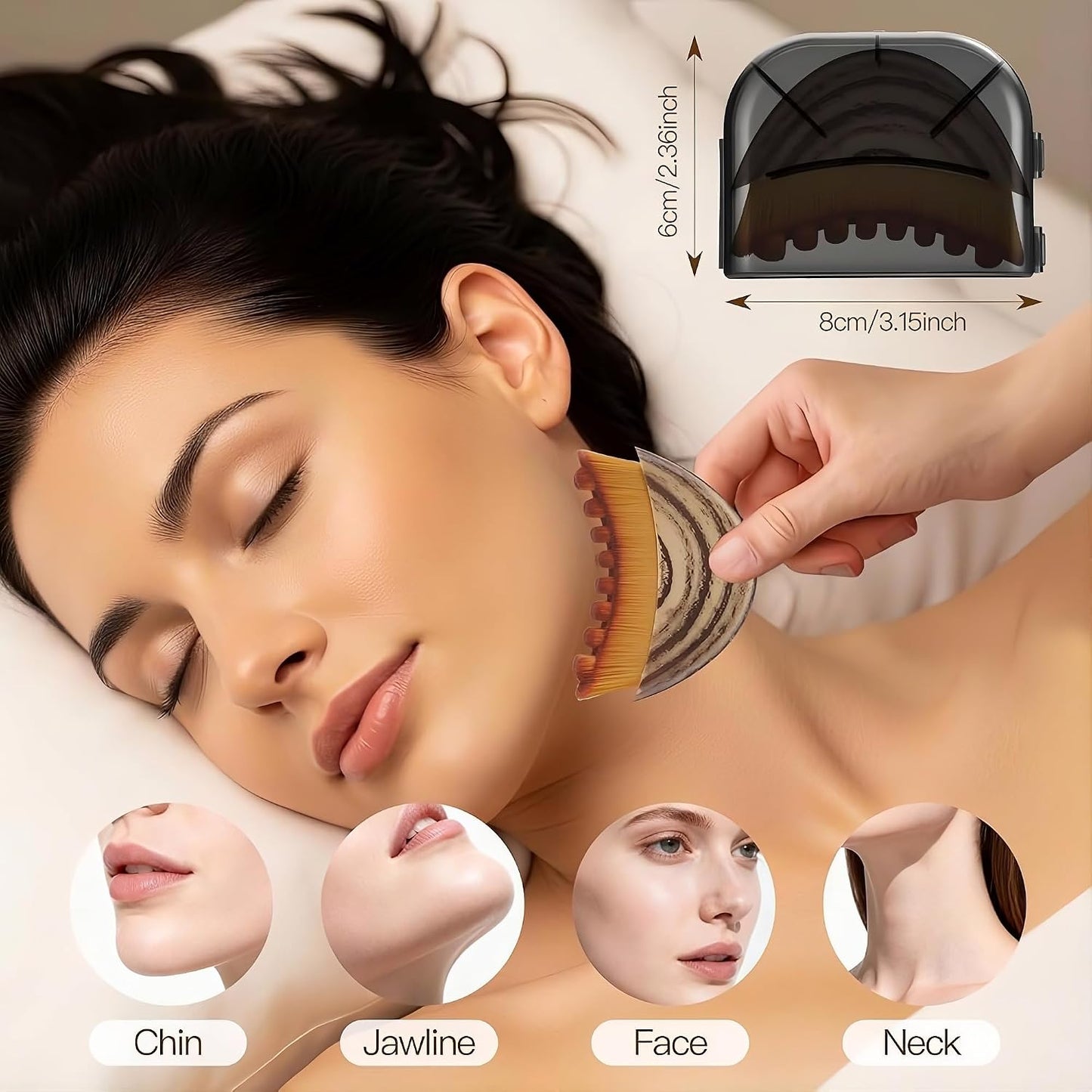 Facial Lymphatic Drainage Brushes Set - Jawline Sculpting & Puffiness Relief | Soft Bristle Massage Tool