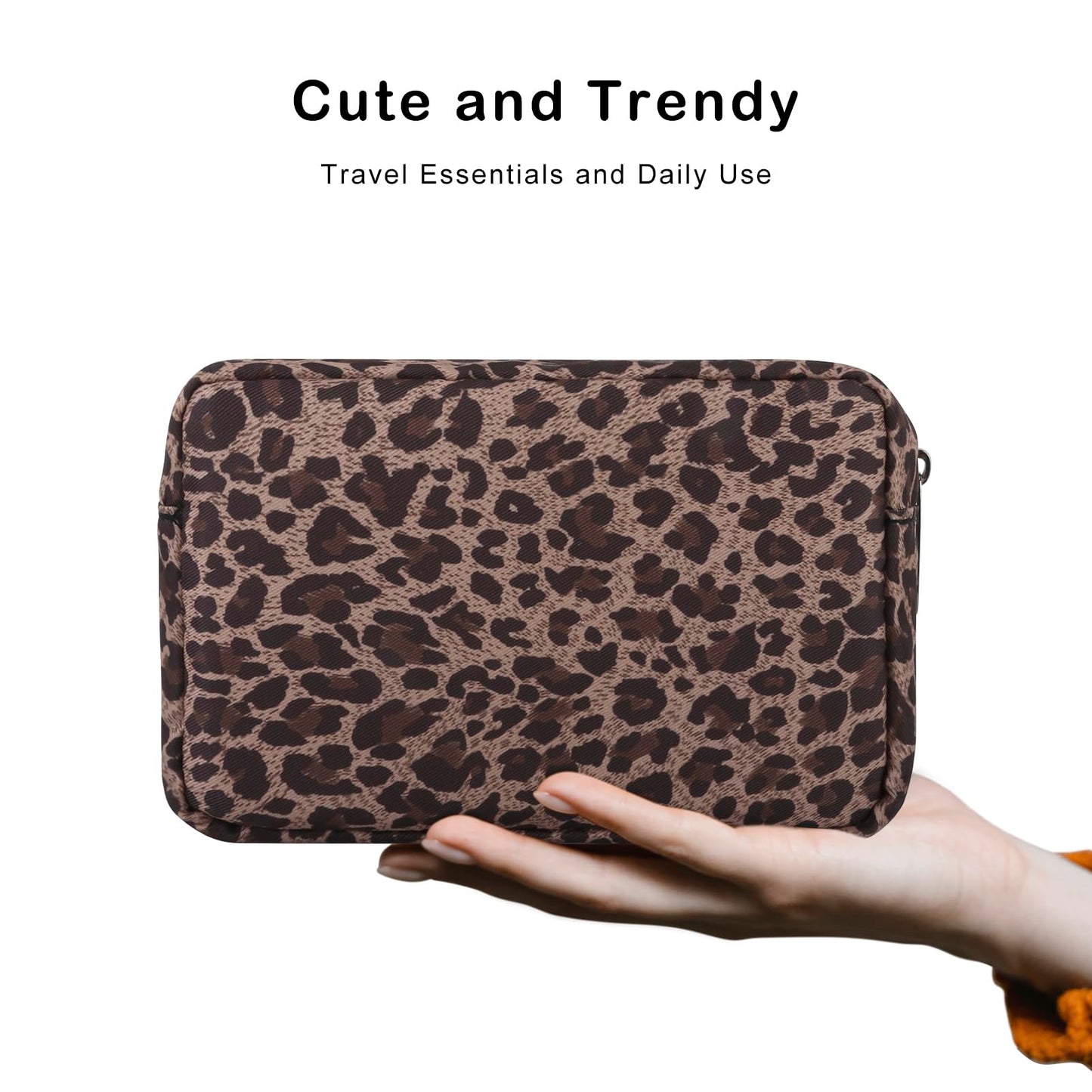 E-Tree Leopard Print Makeup Bag for Women Cosmetic Pouch Toiletry Case