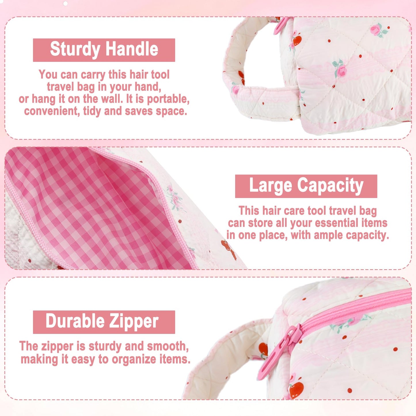 Hair Tools Travel Bag for Shark Flex Style Case for Dyson Air wrap Hair Dryer Carrying Bag Quilted Travel Hair Tool Bags Large Portable Flat Curling Iron Organizer Storage Case Women Accessories-A