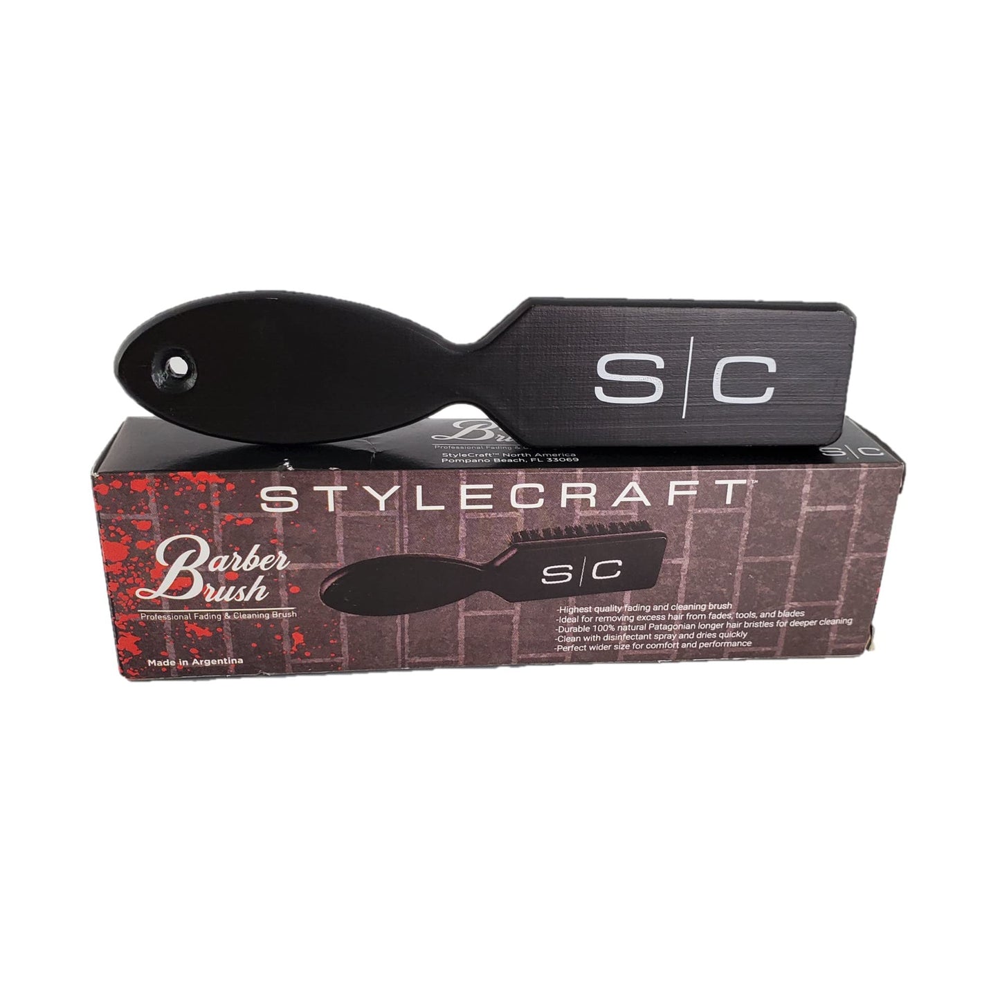 StyleCraft Professional Barber Fade Brush, Beard Brush, Cleaning Brush for Clipper Tools