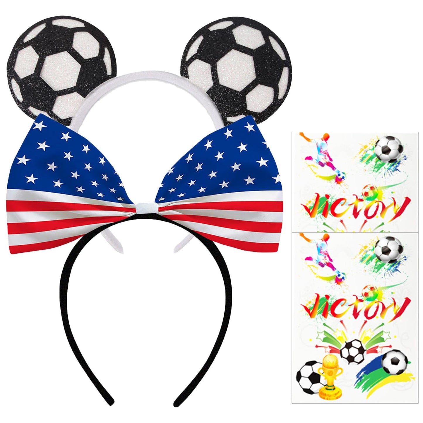 Nxtpz American Flag Bow Headband 4th of July Headband Soccer Hair Accessory Be Suitable for World Cup Party Supplies Women Decoration