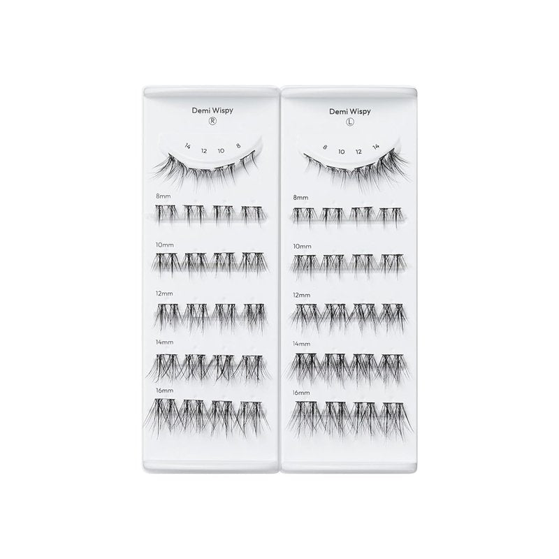 Impress False Eyelashes - Demi Wispy Lash Clusters, 48 Pre-Glued, 8mm-16mm | Contact Lens Friendly, Reusable