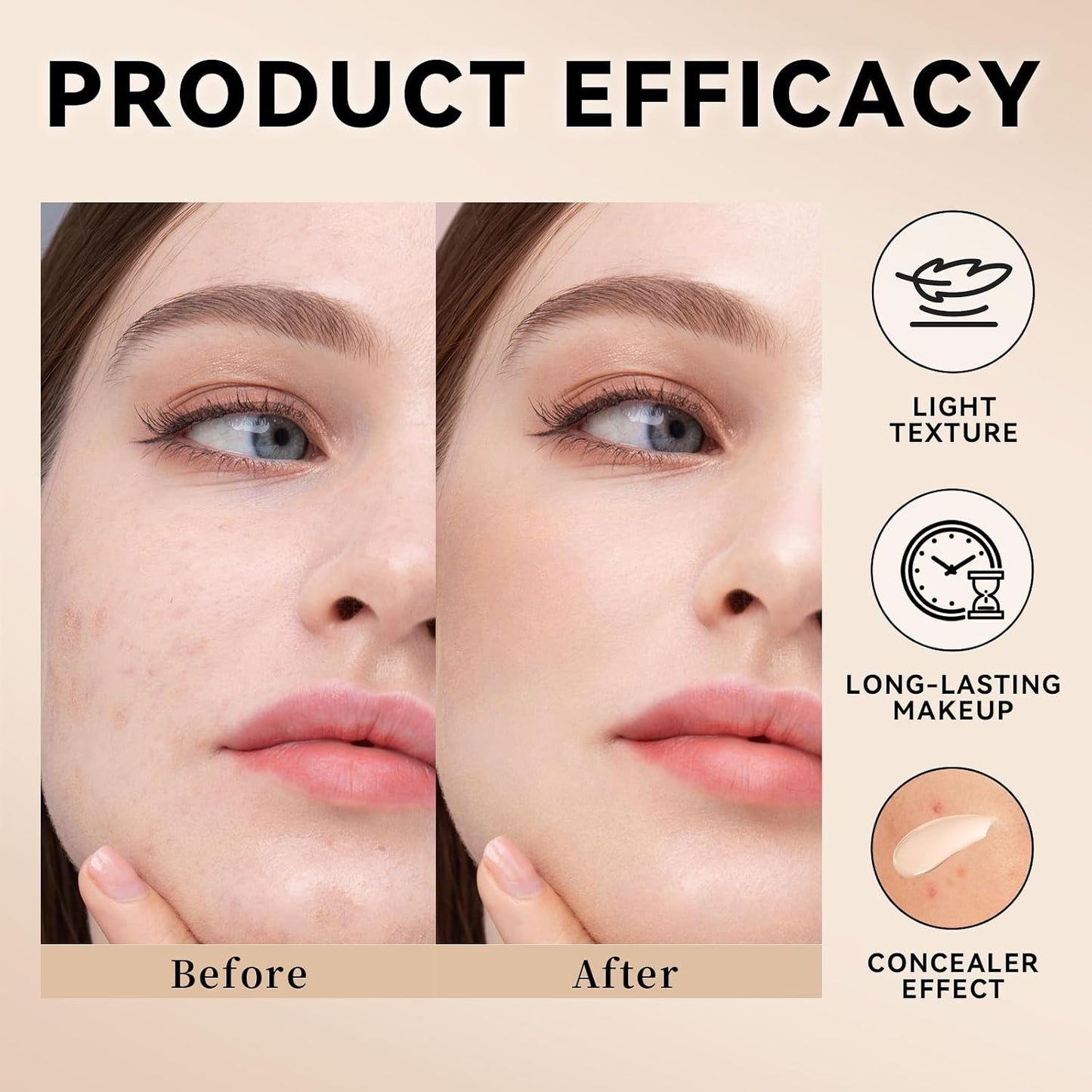 Color Changing Foundation Stick - 2-in-1 White & Natural | Includes Brush, Ideal for Mature Skin
