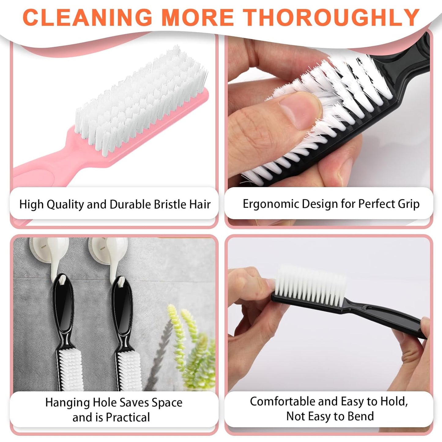 Nail Brush Set - 8 PCS Manicure & Pedicure Cleaning Tools | Ergonomic Handle & Scrubber Brushes