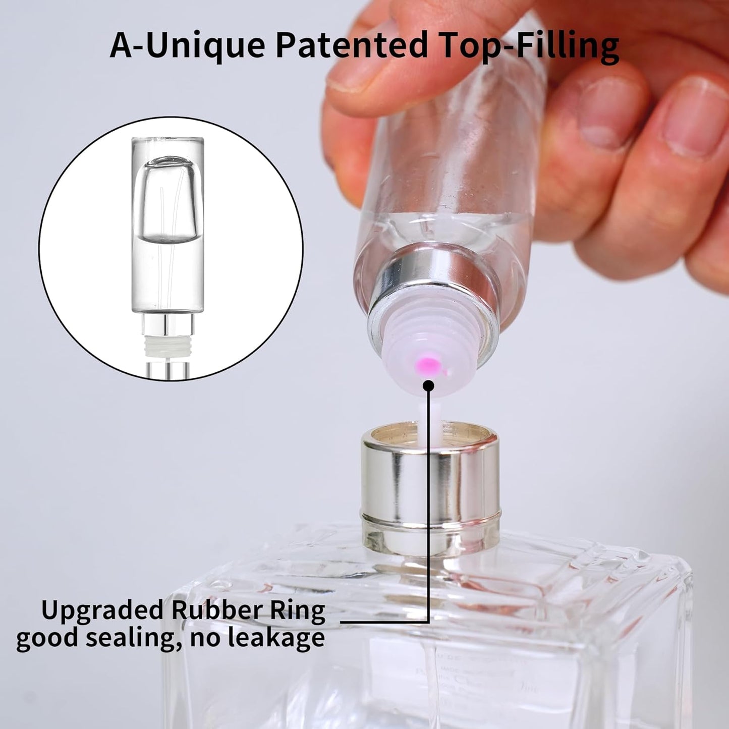 Perfume Travel Refillable Atomizer Bottle - 10ml Glass, Unique Top-Filling, Leak-Proof Design | Mini Portable Spray