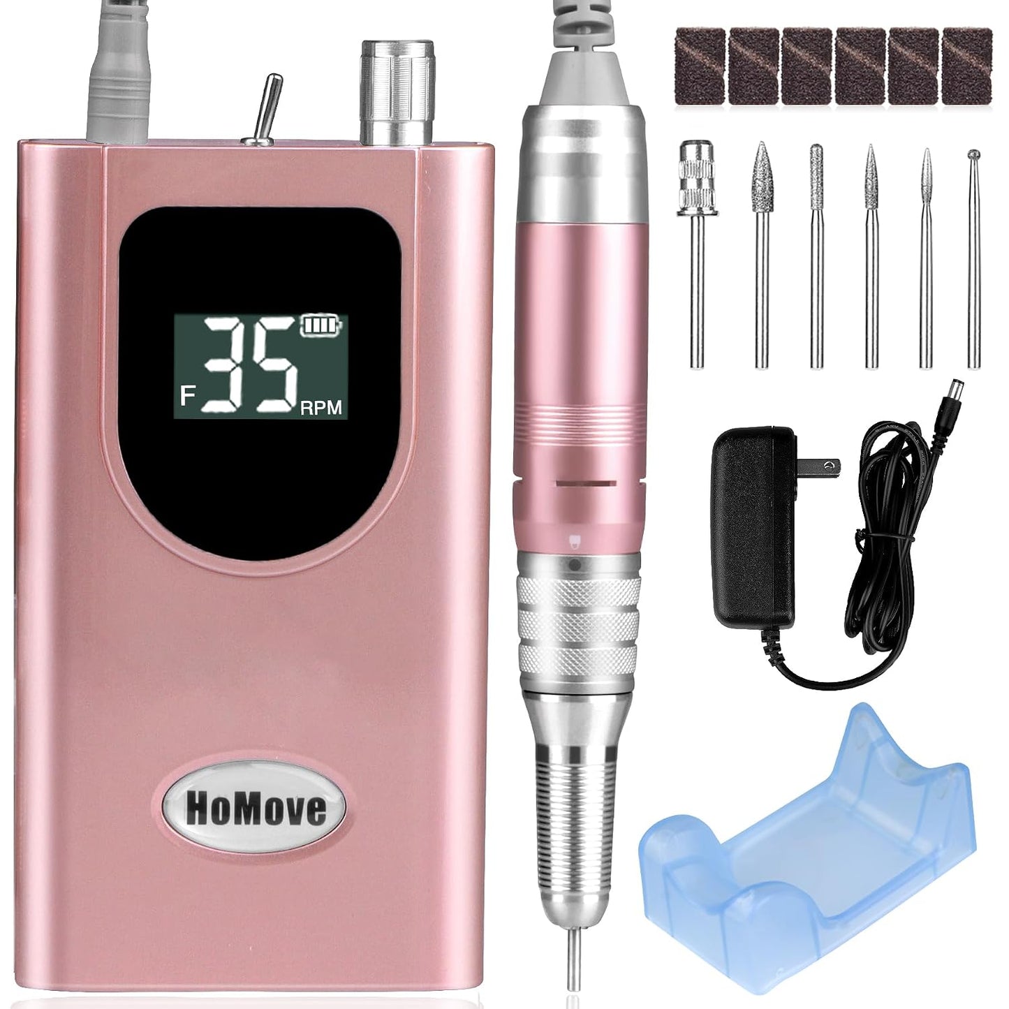 Professional Nail Drill Machine - 35000RPM Rechargeable Efile for Acrylic Gel Nails | Portable & Low Heat (Violet)