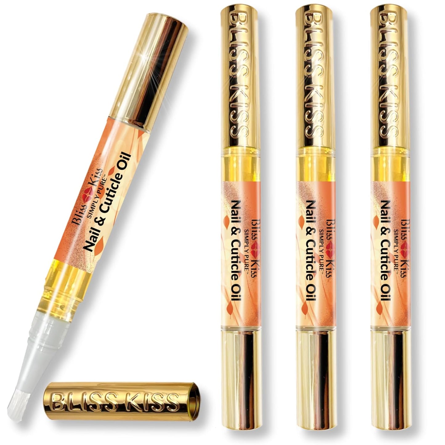 Crisp Fragrance Nail Oil Cuticle Pens - Vitamin E & Jojoba Nail Strengthener for Brittle Nails | 4-Pack
