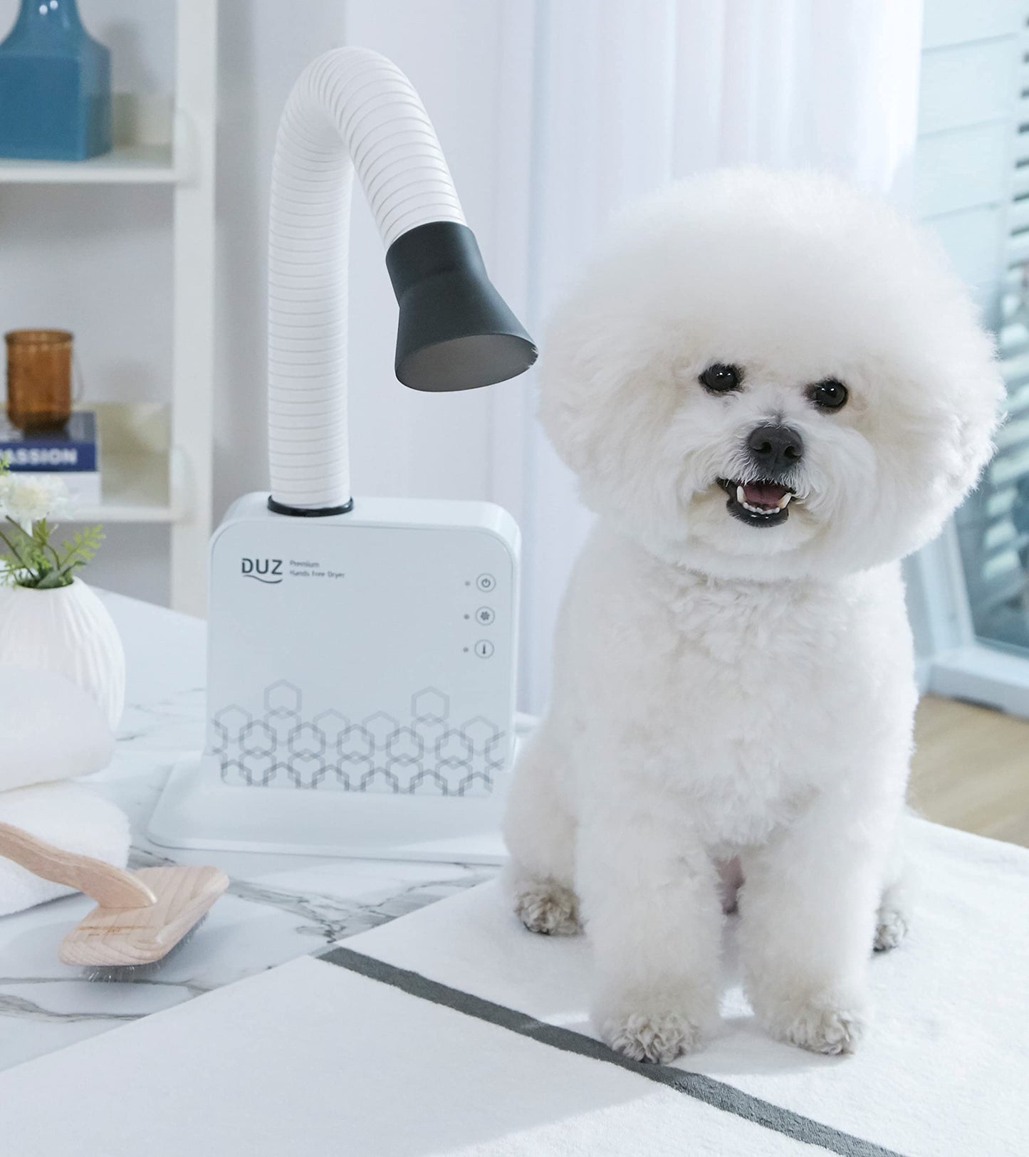 DUZ V2 Super Quiet Hands-Free Pet Dryer: Low-Noise Dog Dryer for Grooming, Reduces Labor & Stress, Ideal for Small Dogs and Cats, 1-Year Warranty