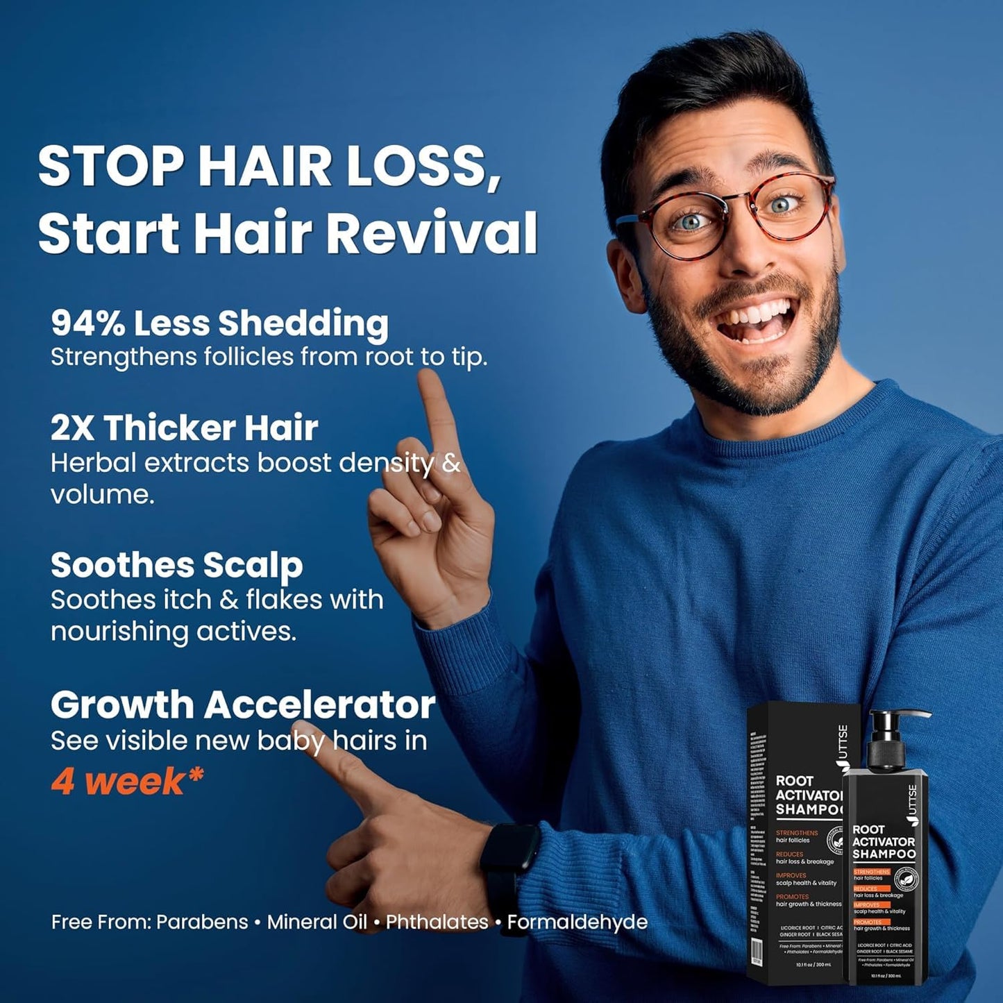 Root Activator Shampoo for Men - Hair Growth Solution for Thinning Hair & Hair Loss