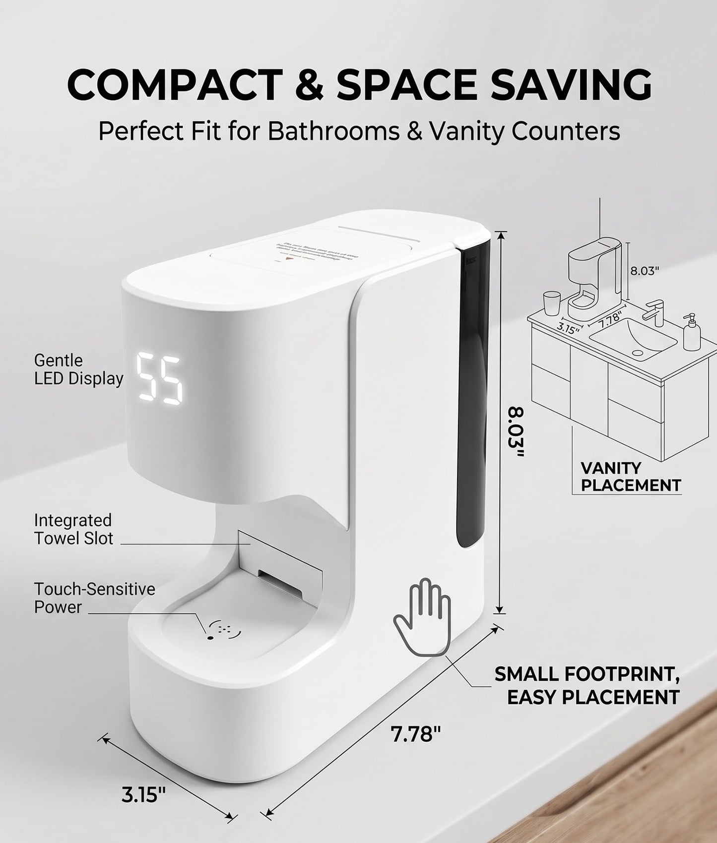 Hot Face Towel Heater Machine Smart Hot Face Towel Dispenser 5-Second Rapid Heating Automatic Heating & Dispensing 55°C(131°F) Constant Temp 20 Compressed Towels for Facials Spa Cleaning(1set)