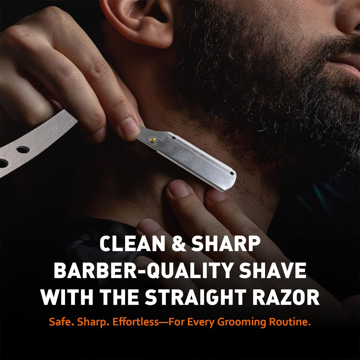 DUAIU 8Pcs Beard Brush and Comb for Men, Boar Bristle Brush and Dual Action Comb - Beard Shaper, Straight Shaving Razor with 10 Blades, Cape, Scissors Styling Cutting Tools with Bag