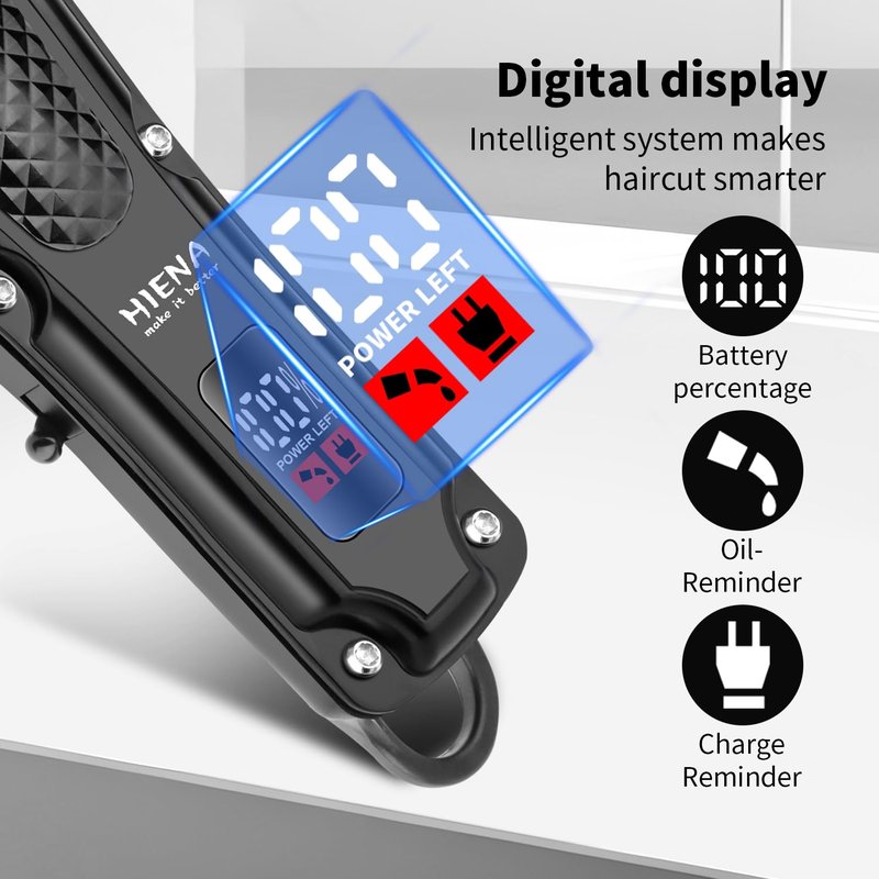 HIENA PRO Professional Hair Clipper for Men, Electric Barber Clipper & Trimmer, Cordless Rechargeable Hair Cutting Clippers, Men's Hair Cutting Tools(Black)