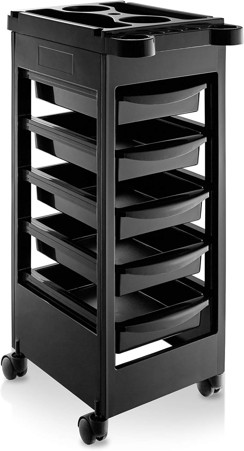 Beauty Salon Rolling Trolley Cart - 5 Drawer Storage Organizer | Mobile Hair & Makeup Station
