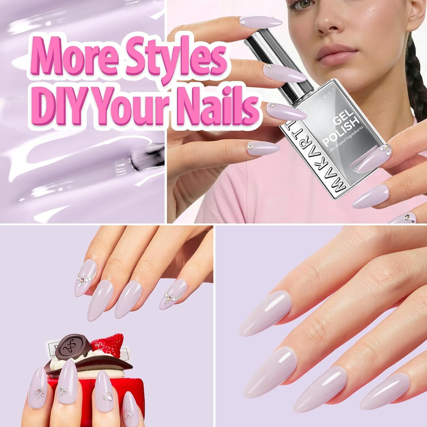 Lilac Purple Gel Nail Polish - Hema-Free 15ML High Gloss Soak Off UV Nail Art | Perfect for DIY Home Manicure