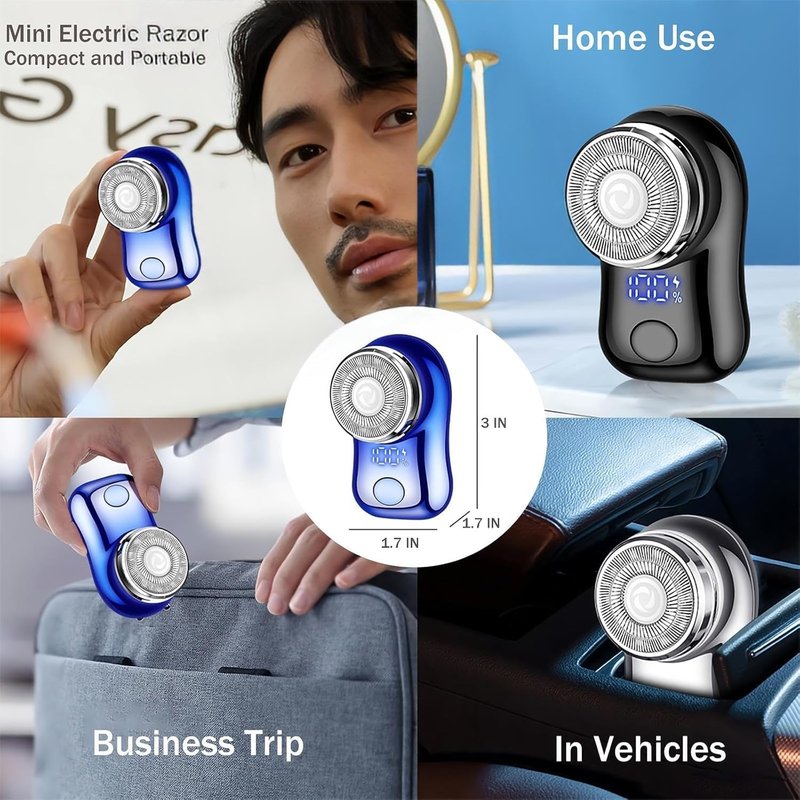 Mini Electric Shaver, Portable Powerful Storm Razor for Men Women, USB C Rechargeable, Battery Power Display, Lightweight Razor for Travel Office Business Trip Black
