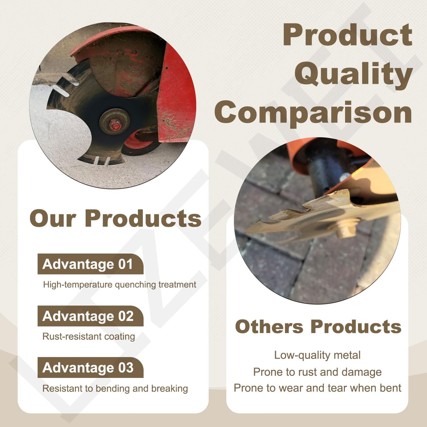 LIZEWEI 3 Pcs Universal 9" x 9" (1/2 inch Hole) Edger Blade, 3-Side Edger Star Blade for Craftsman Walk Behind Edger, Mclane 2059, Also for Power Trim Edgers Tru-Cut Edgers King Lawn Edgers