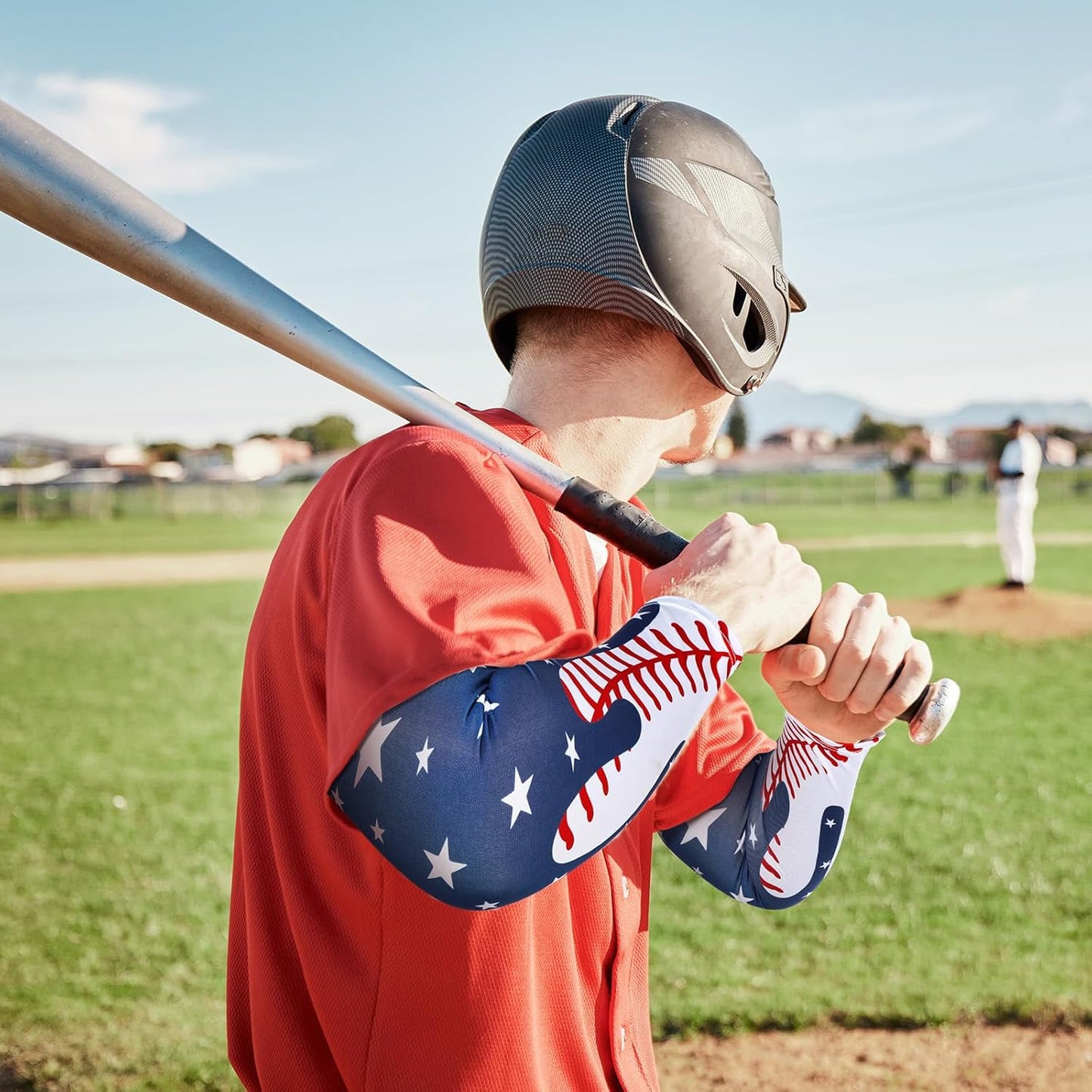 Ice Cream Drip Baseball Arm Sleeves - Youth Sun Protection | 6 Pairs, American Flag Design