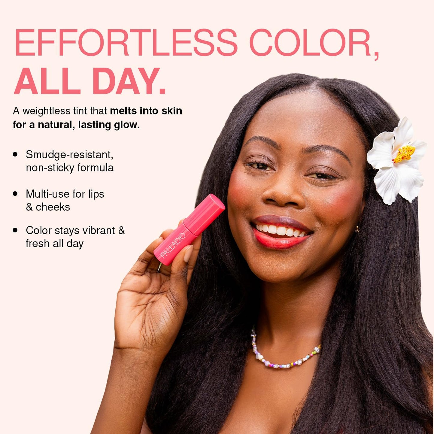 Palladio Jelly Tint - Vivid Color Liquid Stain for Cheeks & Lips | Lightweight, Non-Sticky, Cherry Rose