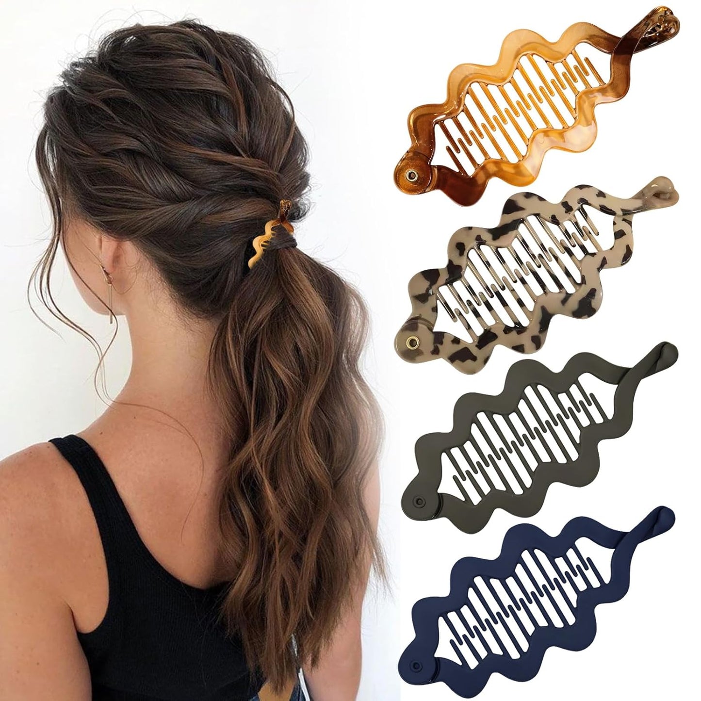 Banana Clips for Women - 4Pcs Acrylic Claw Hair Accessories | Gentle Hold for Daily Use & Party Styles (4 Colors)
