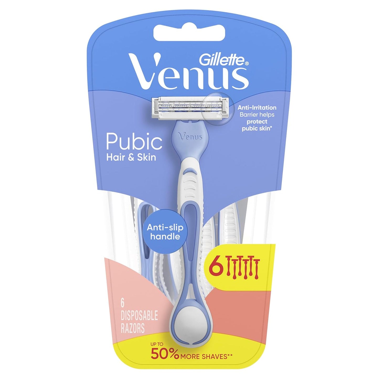 Gillette Venus Women's Disposable Razors - Bikini & Pubic Hair Grooming, 6 Count