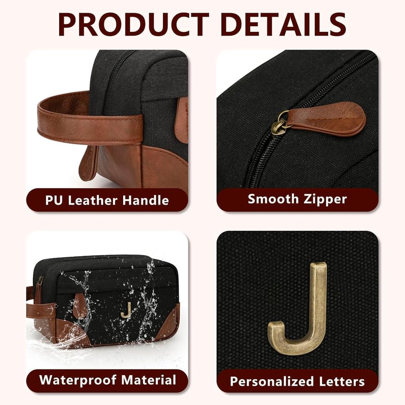 Personalized Travel Toiletry Bag - Waterproof Dopp Kit for Men | Large Capacity Hanging Shaving Bag for Dad, Husband, Boyfriend