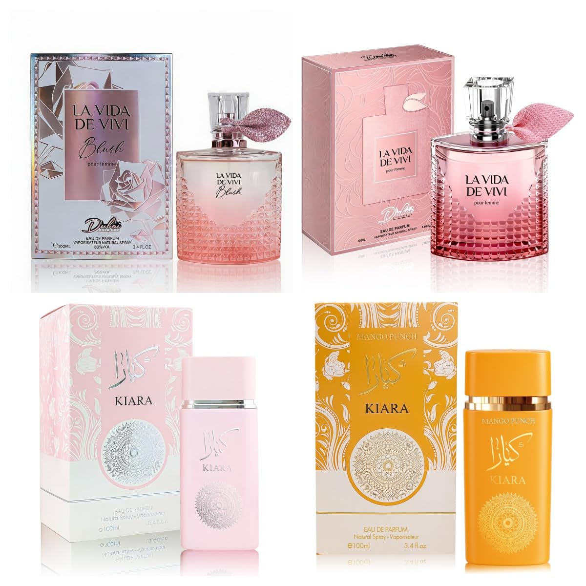 4PCS Women's Perfume Gift Set - Sweet Fruity Vanilla Scents | 3.4 Fl Oz Each