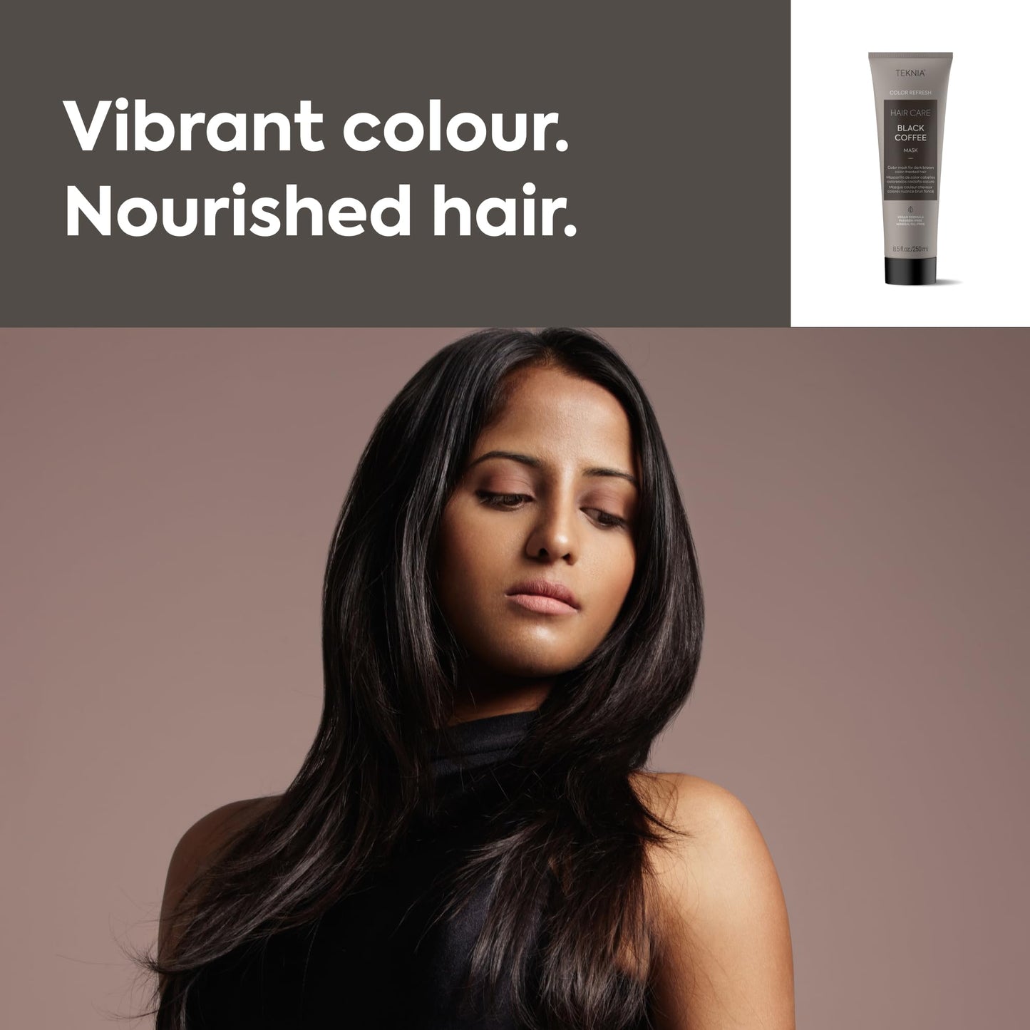 Lakmé Teknia Black Coffee Color Refresh Hair Mask, Color Depositing Conditioner for Black Hair, 8.5 Fl Oz