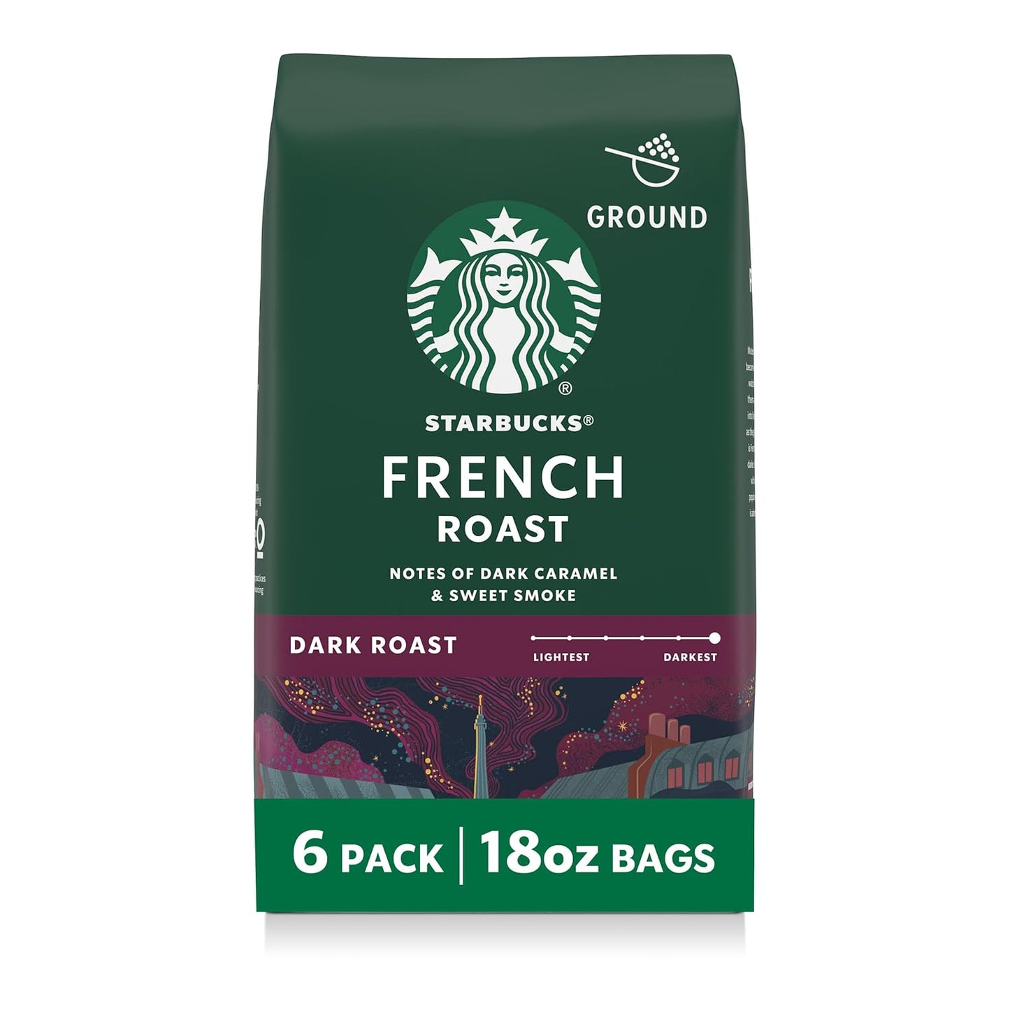 Starbucks Ground Coffee - Dark Roast Italian Blend | 100% Arabica, 18 oz Bag