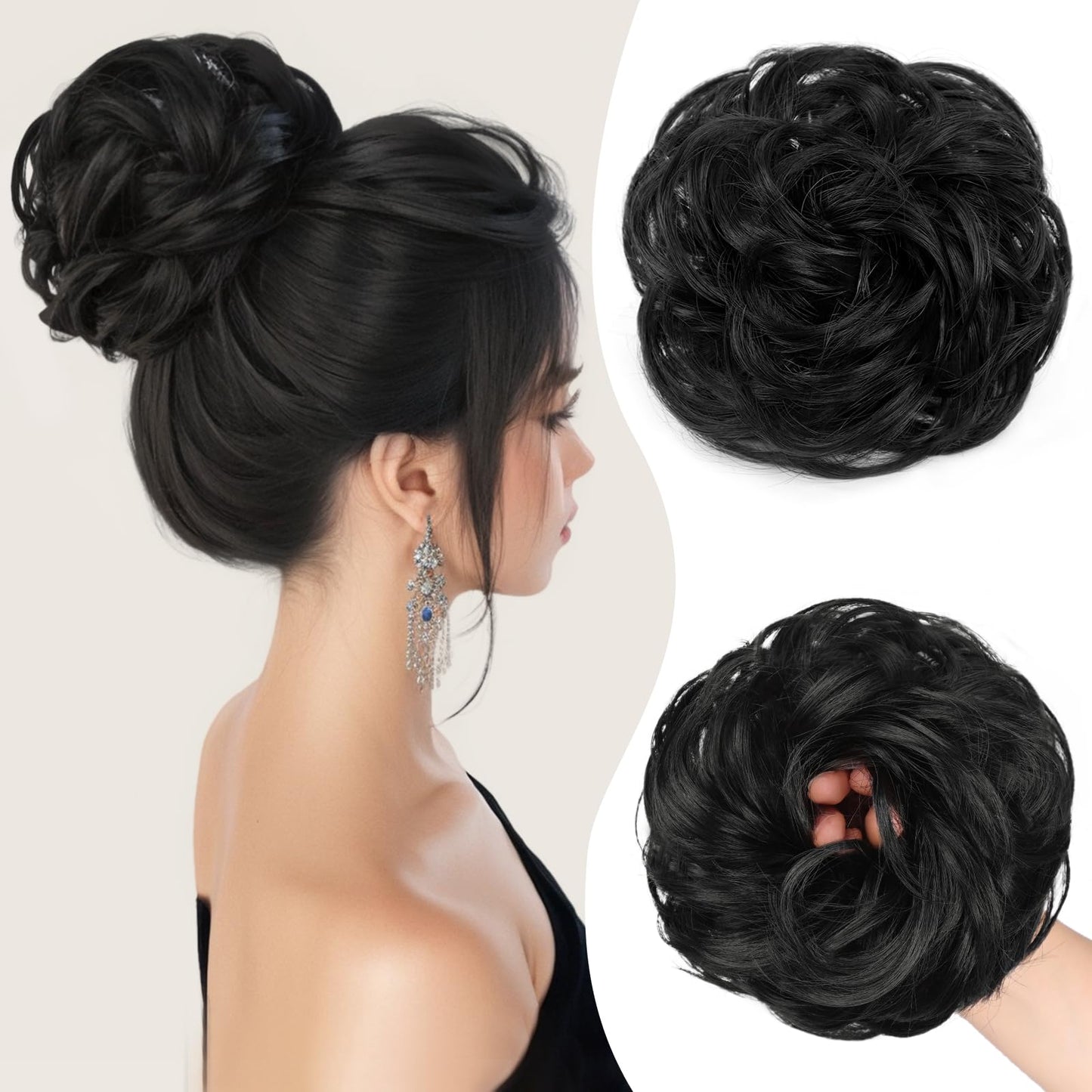 HMD Messy Bun Hair Piece Curly Hair Bun for Women Hair Bun Hair Piece Scrunchies Synthetic Fake Bun Chignon Hair Extensions Hairpieces for Daily Wear