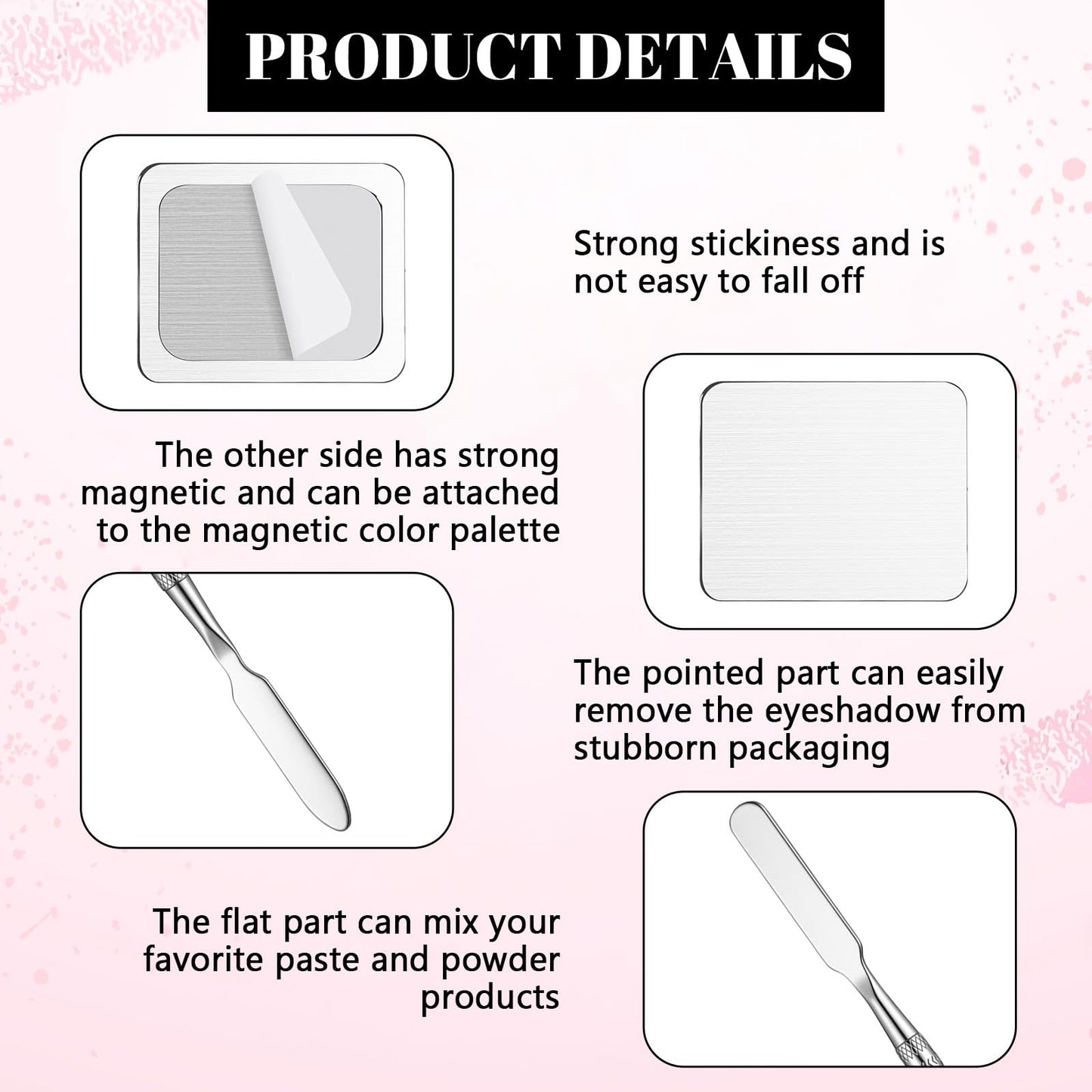 Sumind 101 Pack Metal Stickers for Eyeshadow Palette Set, Includes 1 Makeup Depotting Tool, Adhesive Empty Metal Makeup Colorful Palette Stickers(100 Pcs Square)