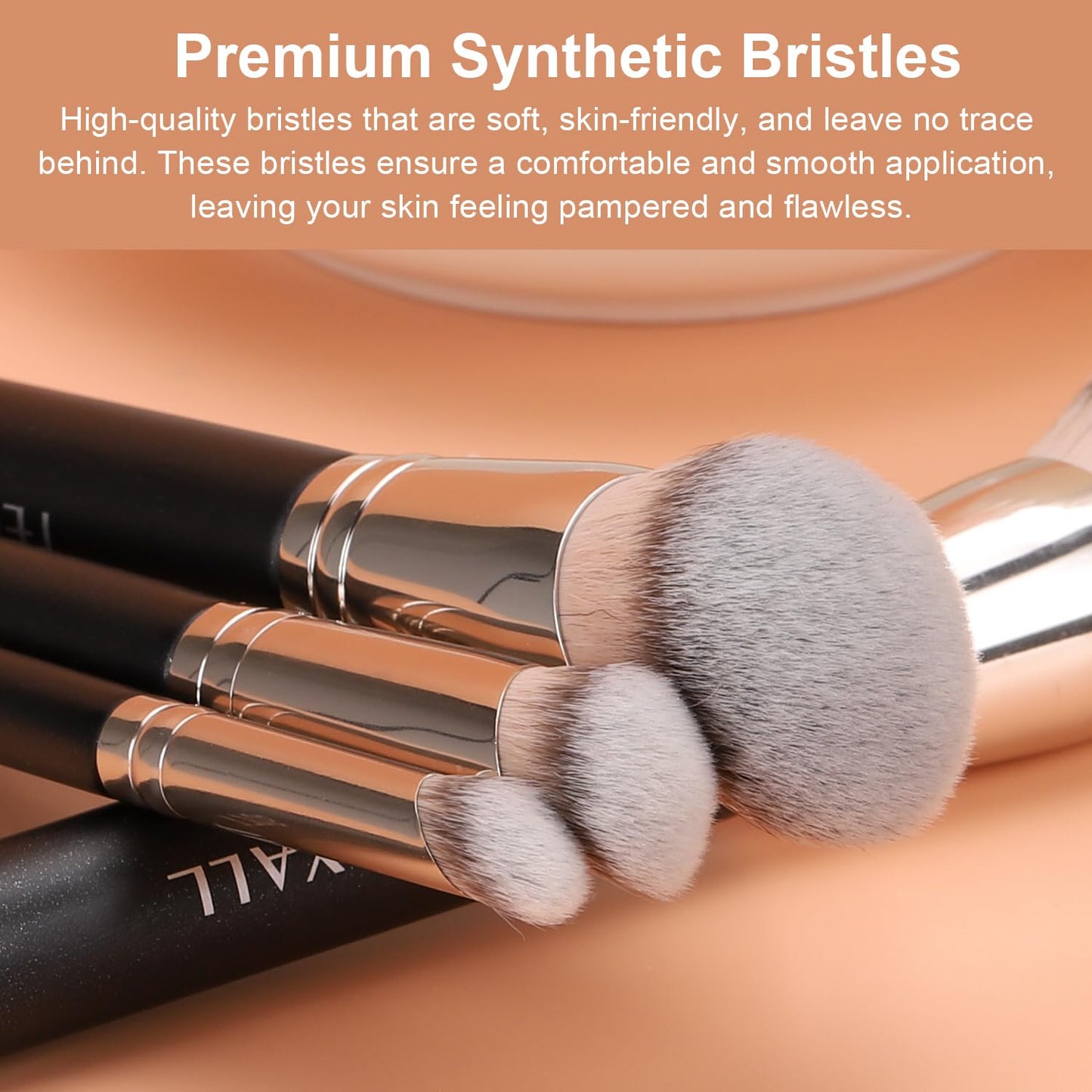Foundation Contour Conceal Brush Set - 3PCS Angled Synthetic Kabuki Brushes for Blending & Buffing | Liquid, Cream, Powder