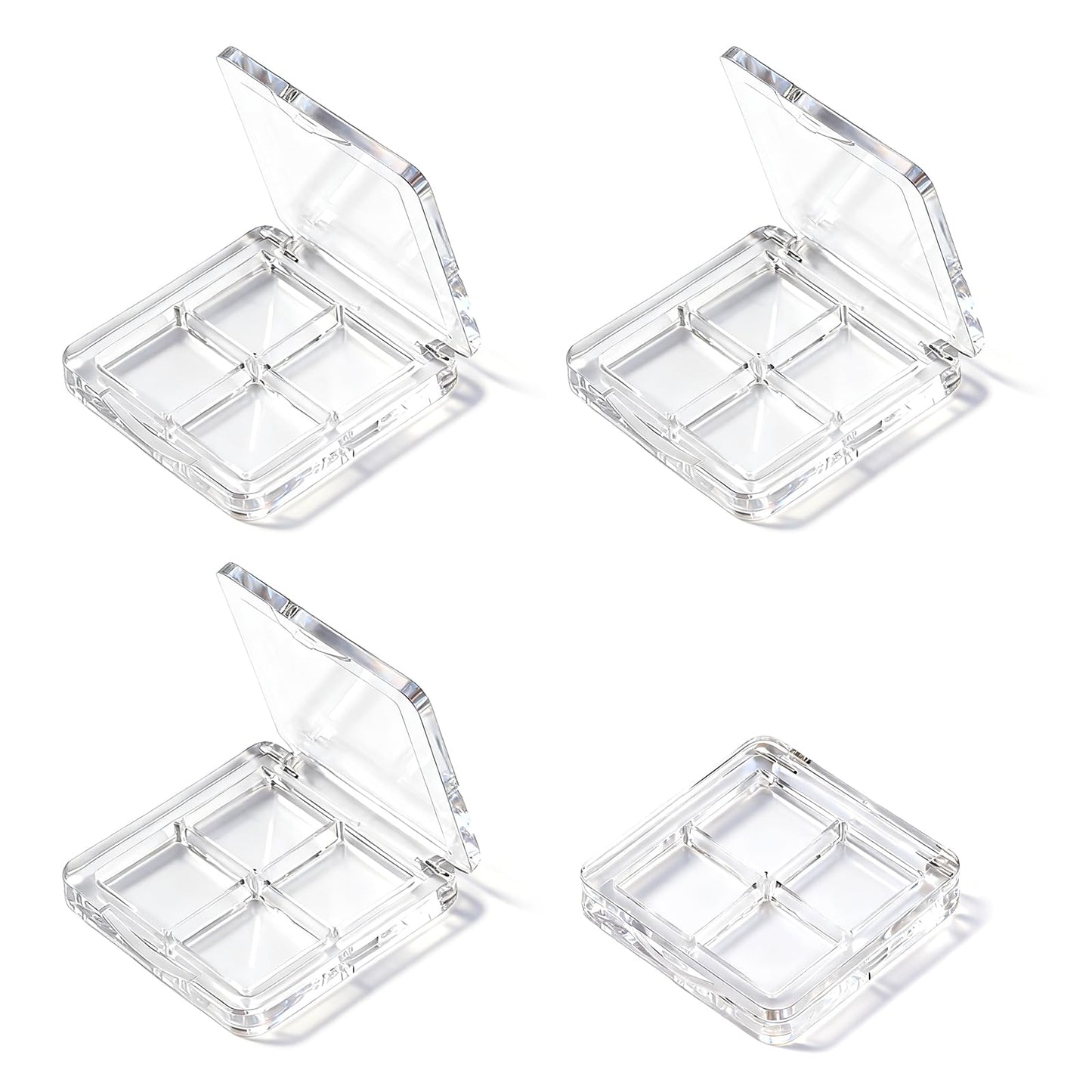 Fampery 4-Pack Empty Lipstick Palette - 4 Grid Clear Empty Makeup Palette Cases - Highlighters Sample DIY Eyeshadow Powder Blush Lipstick Boxes - Travel Eye Shadow Dispensing Storage Container