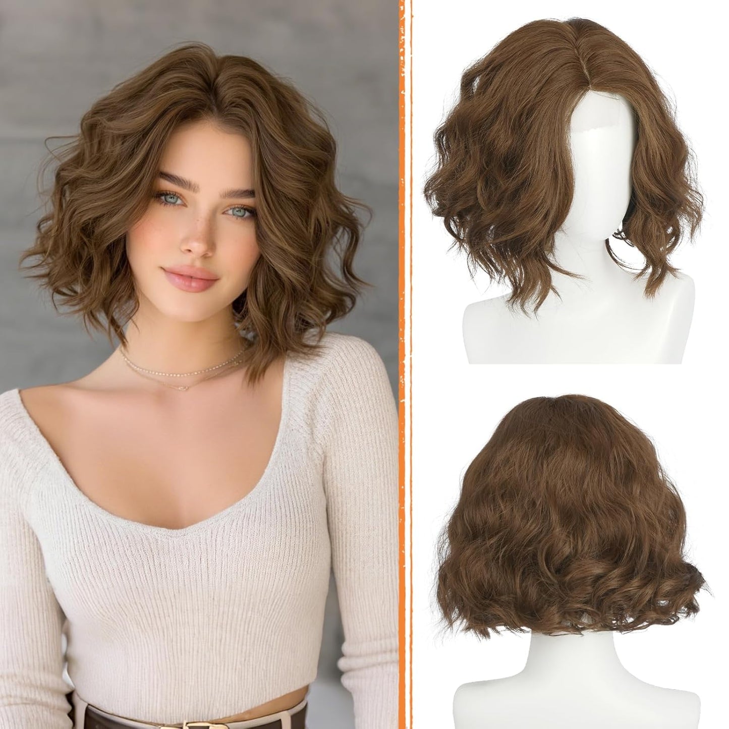Rainbow Bob Wig - Colorful Short Soft Wavy Curly Synthetic Hair for Women | 11 Inch Natural-Looking Lace Front