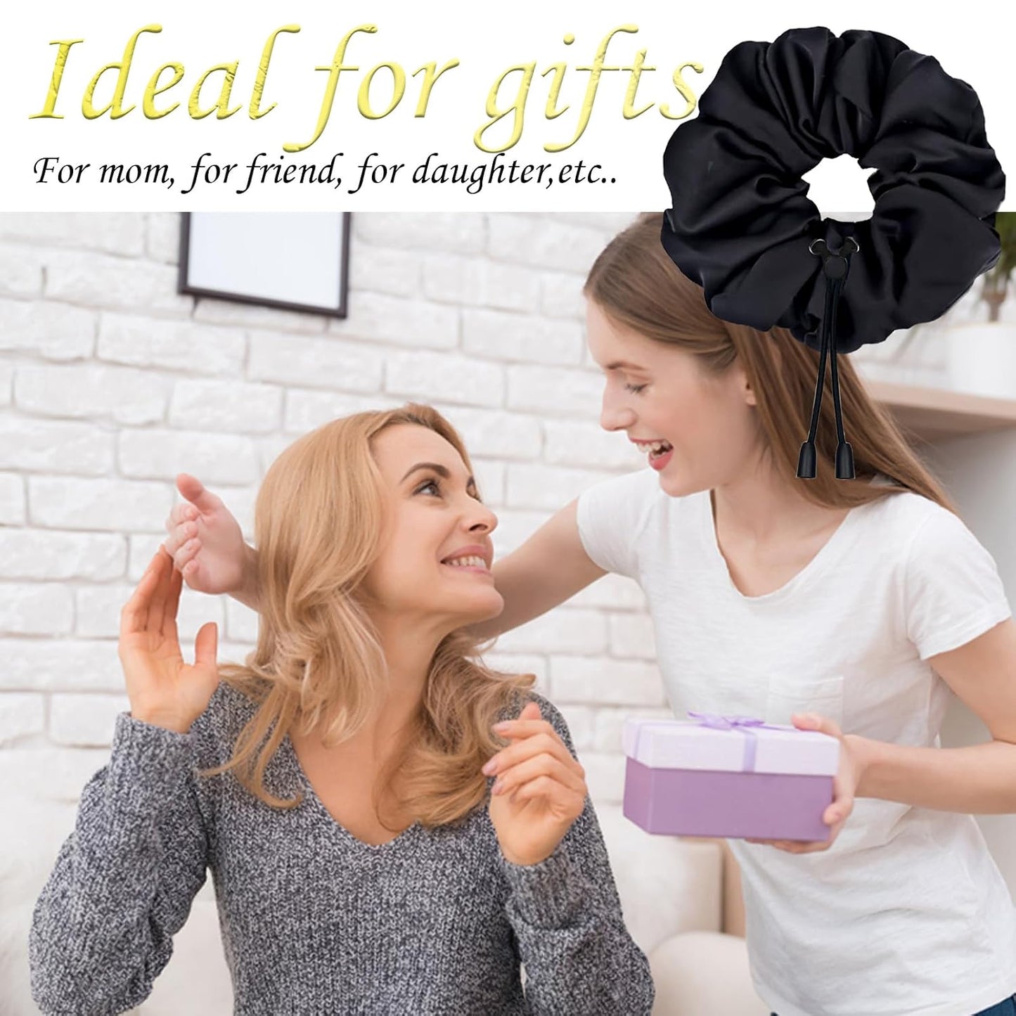 Adjustable Afro Puff Hair Ties - Extra Large Satin Scrunchies for Thick Curly Hair | No Damage, Oversized Design