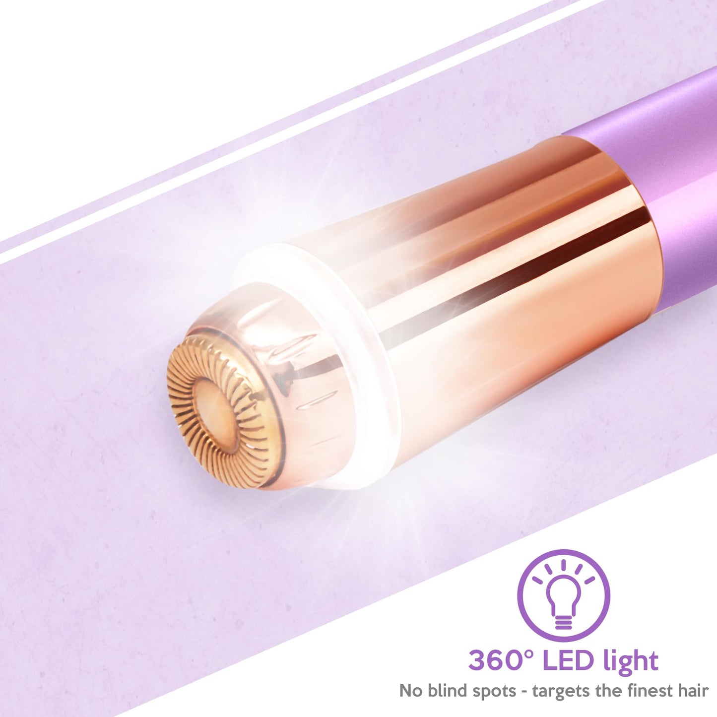 Facial Hair Removal for Women, Painless & Flawless Electric Face Hair Remover, Face Shaver Razor & Trimmer for Upper Lip, Chin & Peach Fuzz, 18K Gold-Plated / 360° LED Light/Floating Head Blade