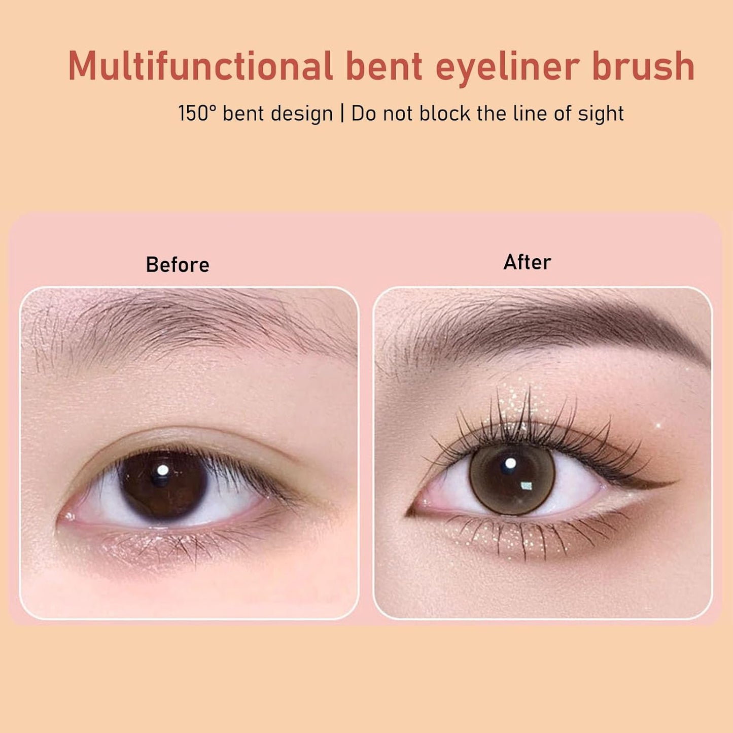 Angled Eyeliner Brush Set - 5PCS Fine Bent Makeup Brushes for Gel, Eyebrow Powder & Concealer Application