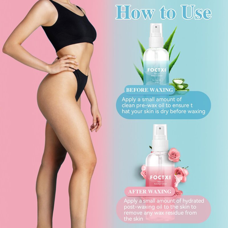 FOCTXI Pre Wax Cleanser and After Wax Care, Pre Cleanser-Spray and Treatment, After Oil-Reduces Redness, Removes Residue, Before And After Waxing Skin Care Kit, 3.5oz