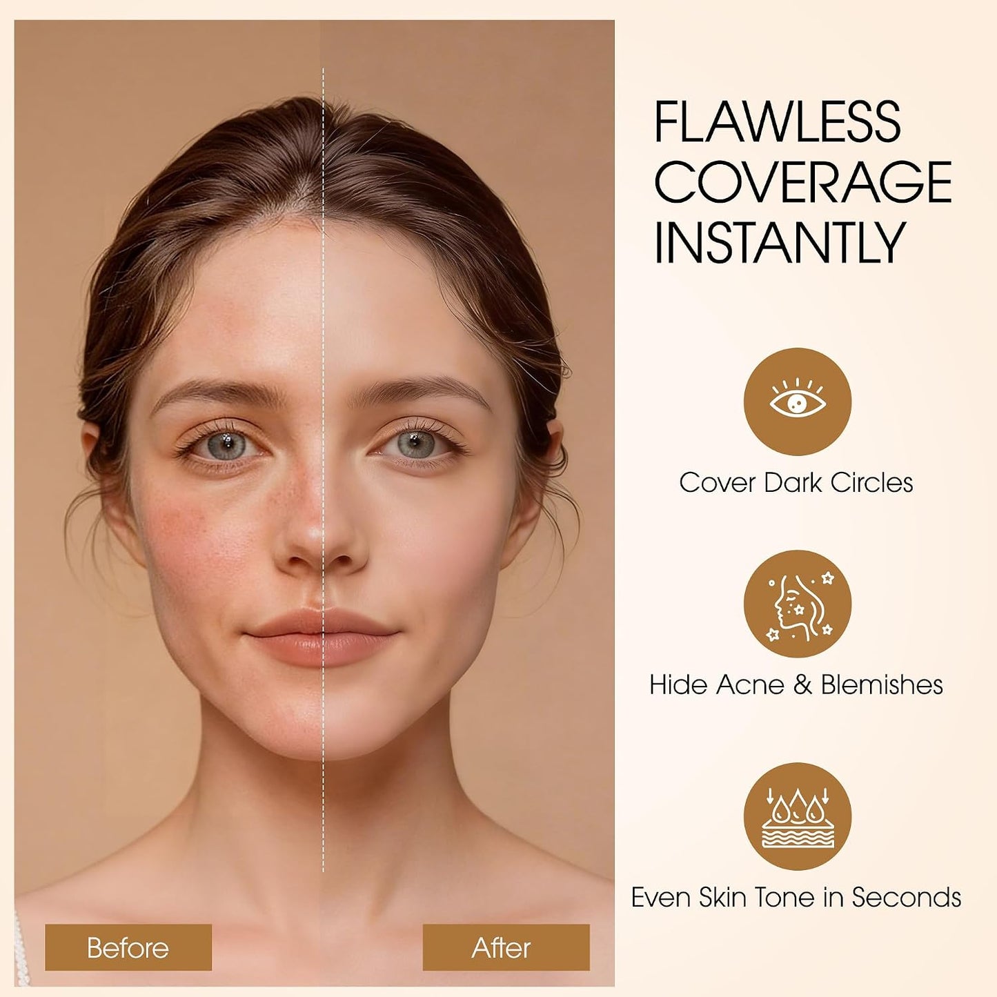 Under Eye Concealer - Full Coverage Waterproof Liquid Corrector for Dark Circles & Pimples | Natural Matte Finish, 0.23 fl oz