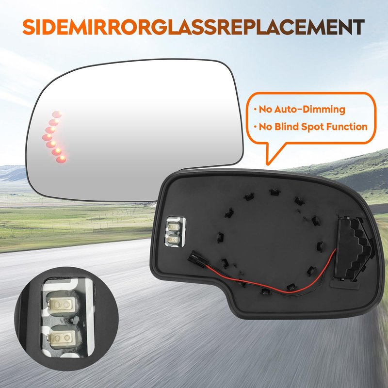 Youxmoto Driver Left and Passenger Right Heated Side Mirror Glass for 2003-2006 Chevy Silverado Avalanche Suburban 1500 2500 3500 Tahoe, GMC Sierra Yukon, Cadillac Escalade 88944391