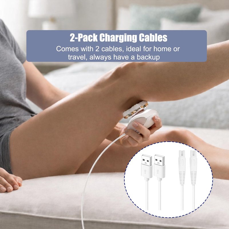 AZJCKEW USB Charger Cord Compatible with Finishing Touch Flawless Legs Shaver – 5V USB Power Cable for Women’s Electric Trimmer, 2-Pack (NOT for Flawless Body Razor and Flawless Nu Razor)