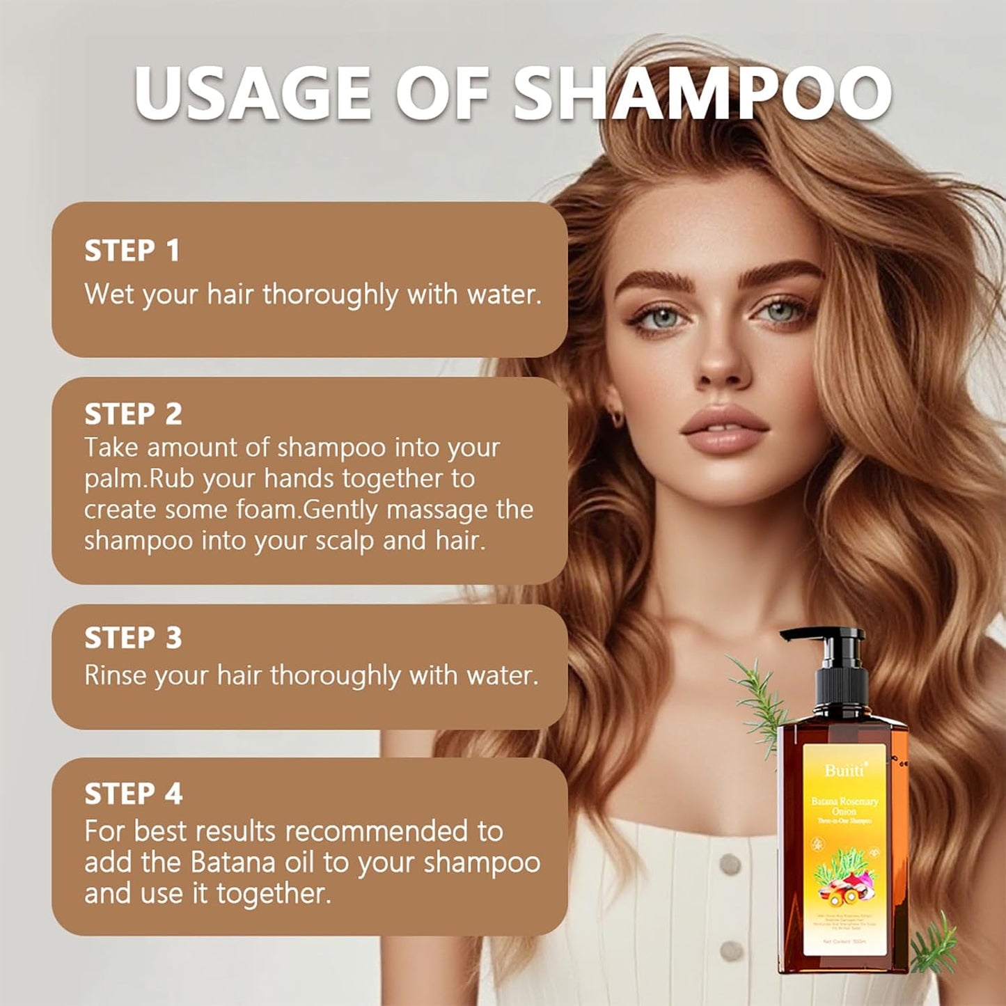 Batana Oil Shampoo for Hair Growth - Rosemary & Onion Infused, Anti-Hair Loss Treatment, 10.14 fl oz (2PCS)