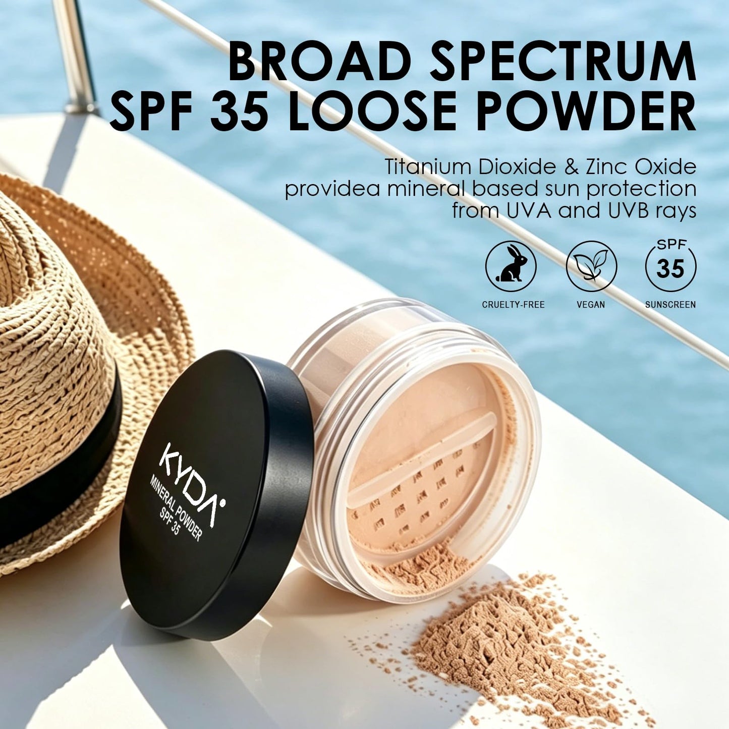 Mineral Powder Foundation, SPF 35 Loose Powder Foundation, Natural Glow Skin-improving Mineral Foundation for Mature Skin, Sheer to Full Buildable Coverage, Reduce Shine, 0.28 oz, Medium Beige