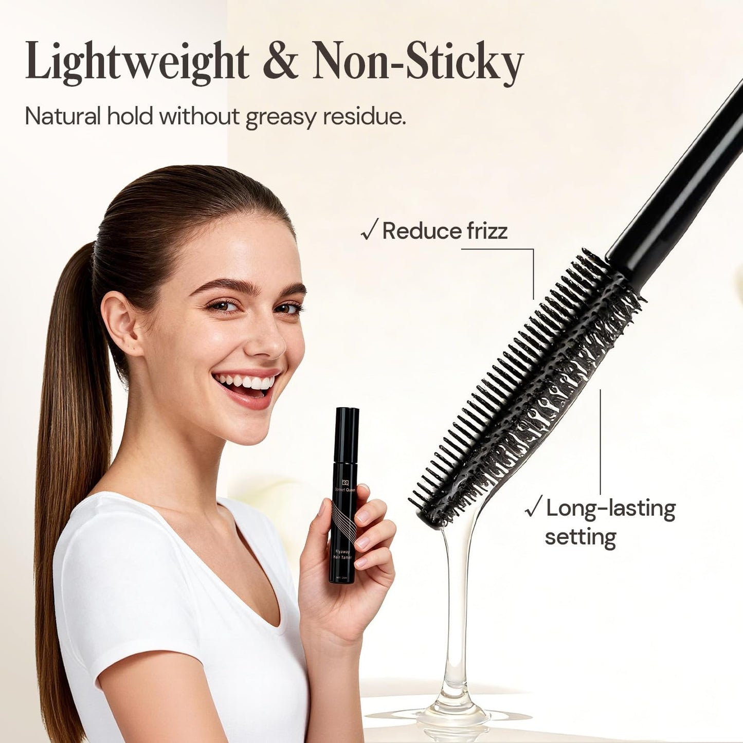 BONNET QUEEN Hair Finishing Stick for Flyaways & Baby Hairs, Non-Greasy Hair Mascara Wand, Slick Back Stick for Buns, Ponytails & Edges, Non-Sticky Flyaway Hair Tamer & Frizz Control Styling Gel, 25ml