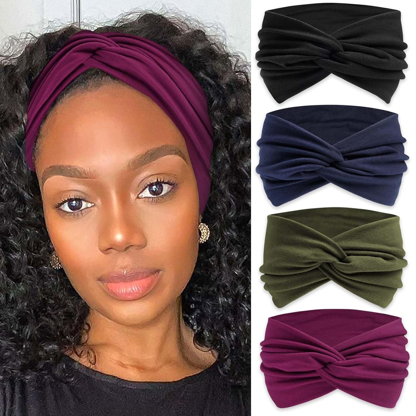 Bandana Headbands for Women - Large Turban Wraps | Knotted Criss Cross Design, Perfect for Workouts