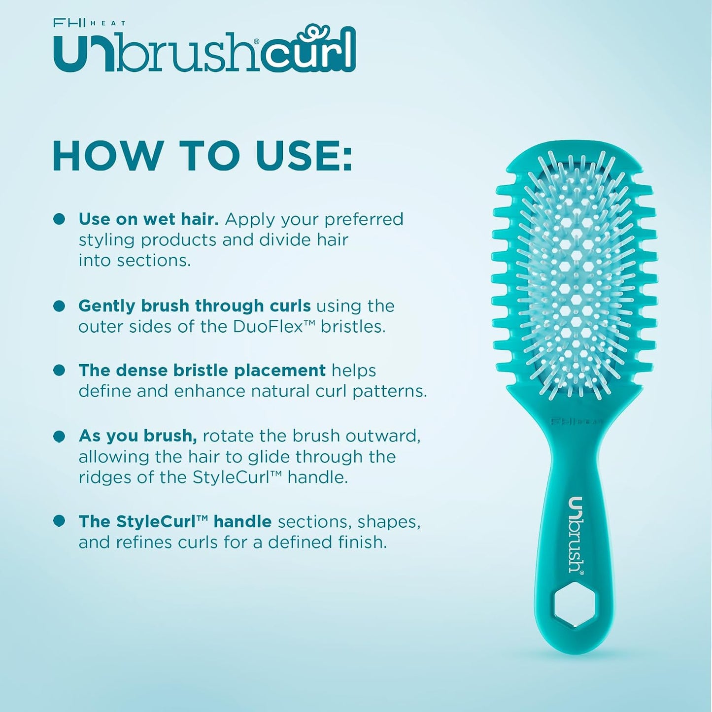 FHI Heat Curl Enhancing Brush - Pain-Free Styling for Curly Hair | Use on Wet Hair Only