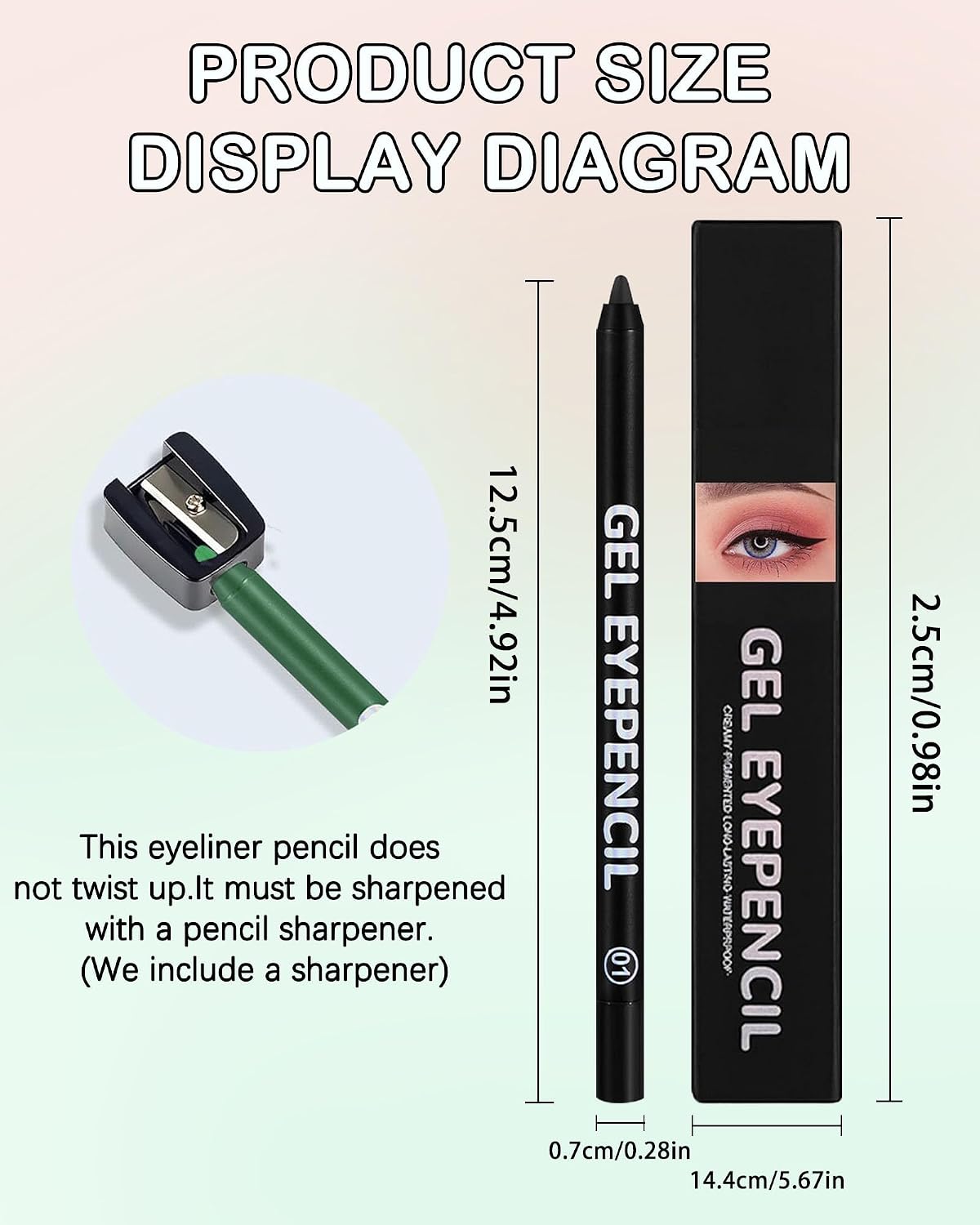 Brown Gel Eyeliner Pencil - Waterproof High-Pigment Matte Eye Liner | Long-Lasting & Hypoallergenic, Smooth Application