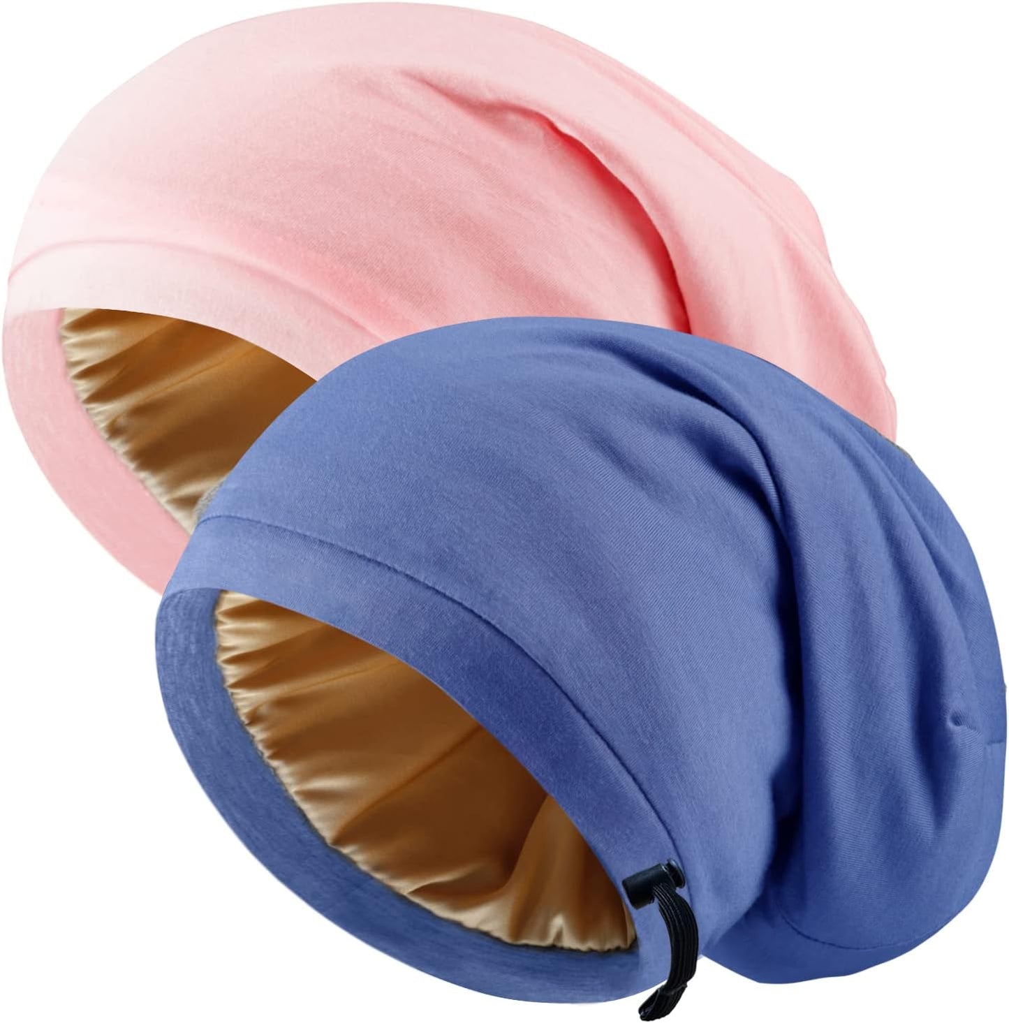 Adjustable Silk Hair Bonnet - Satin Lined Sleep Cap for Women & Men | 2 Pcs Set