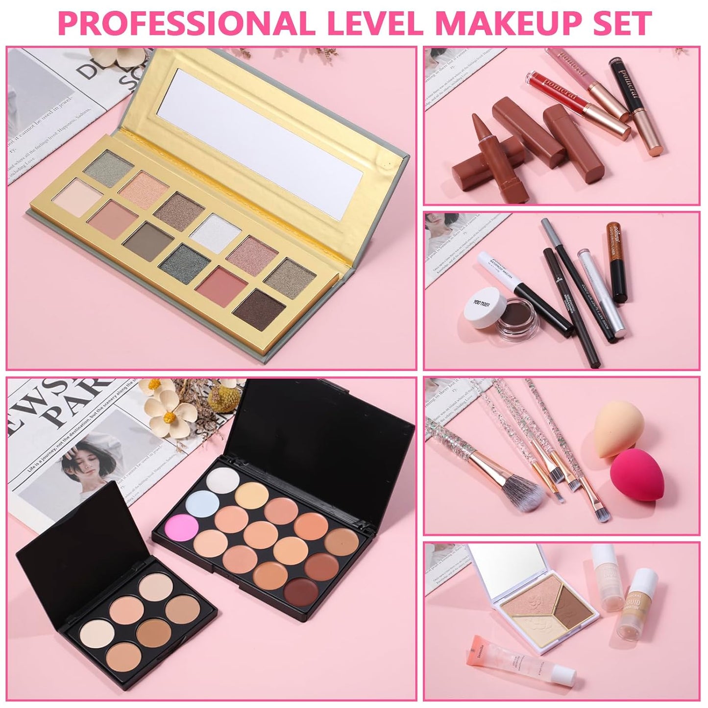 Makeup Kit for Women - Complete Makeup Set with Eyeshadow Palette, Foundation, Lipstick & Brushes | 12 Colors