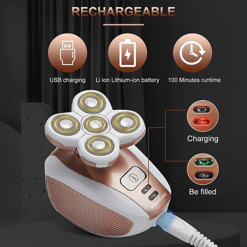 Meeteasy Electric Leg Shaver for Women - Rechargeable Painless Lady Razor for Leg Face Lips Body Underarms Armpit - Female Cordless Bikini Trimmer